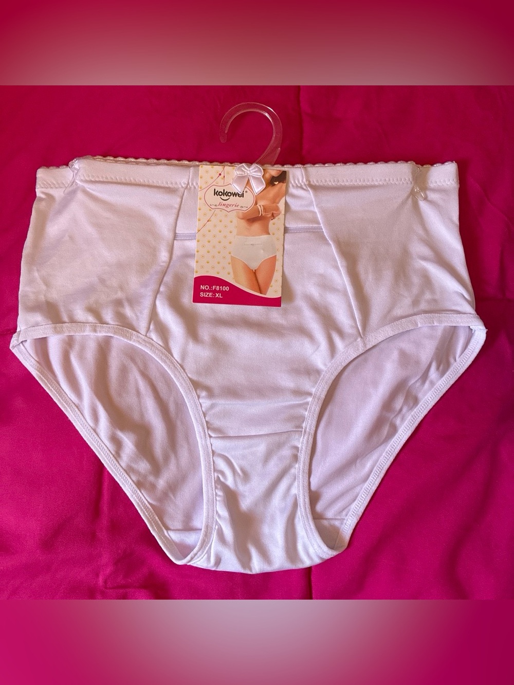 Women's High-Waist Cotton Briefs in White - XL